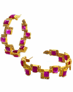 Ruby Mosaic Hoop Earrings