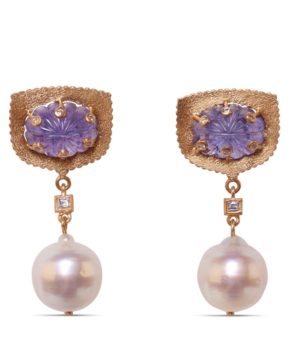 Tanzanite and Pearl Earrings