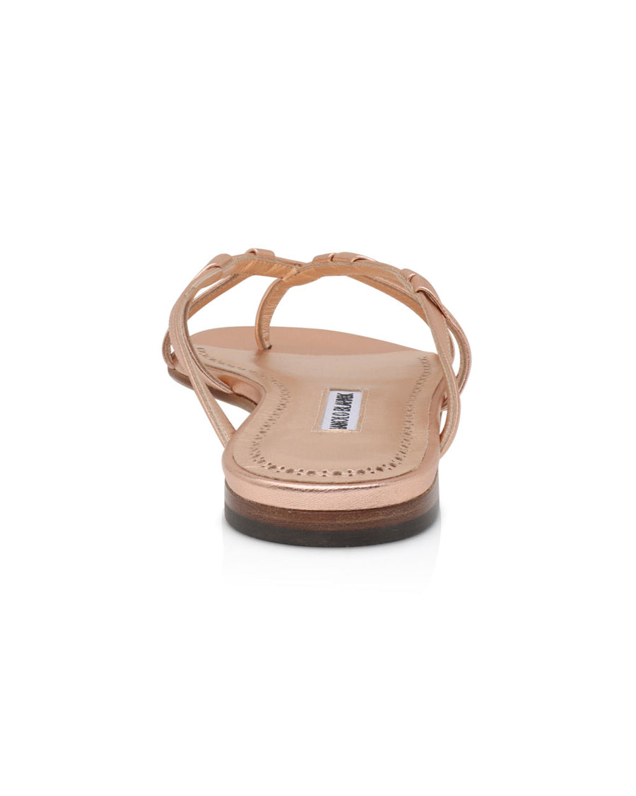 Solimaso Metallic Thong Mule Sandals in Copper