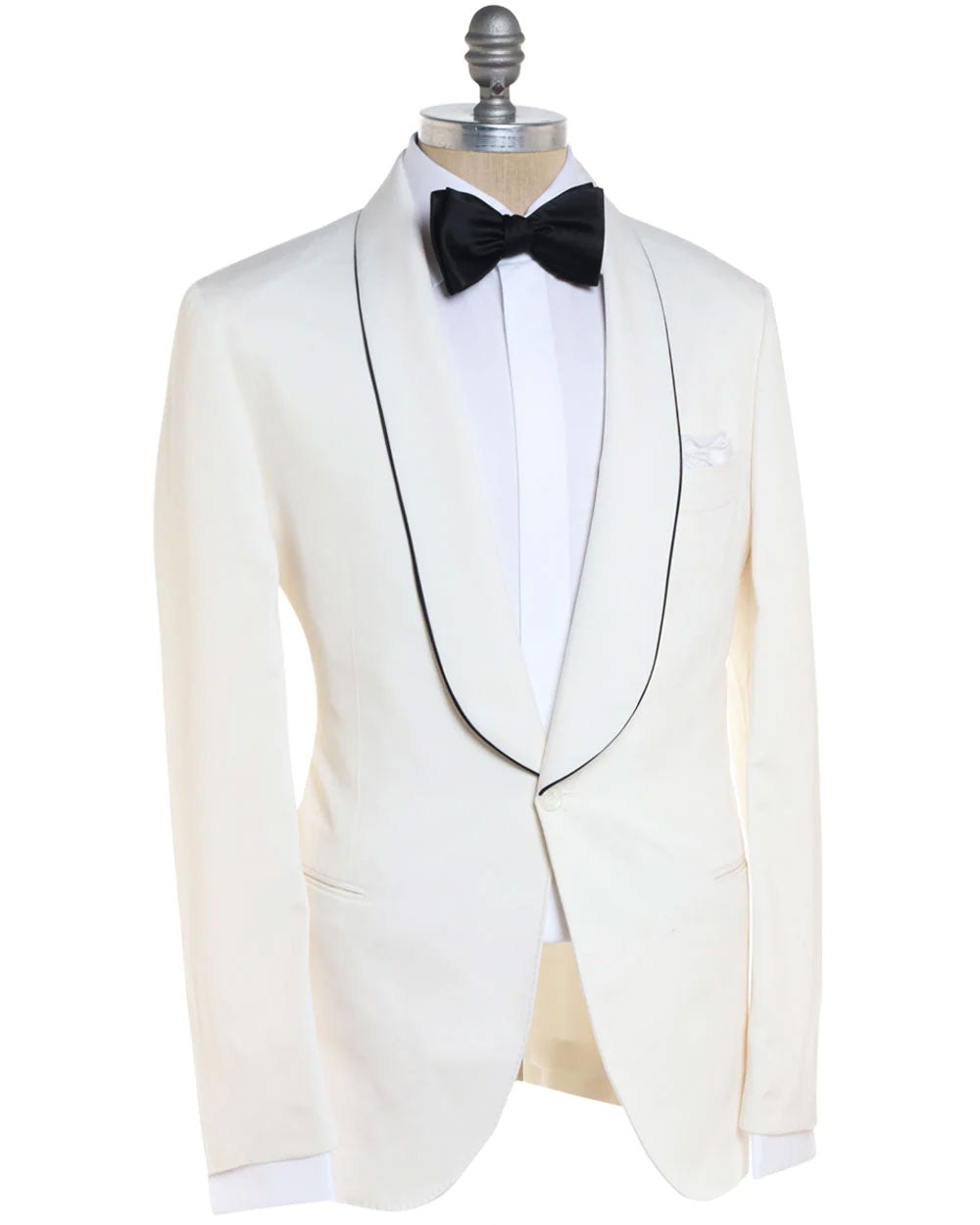 Off White and Black Trimmed Silk Dinner Jacket