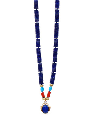 Lapis Heshi Scarab Pendant Necklace