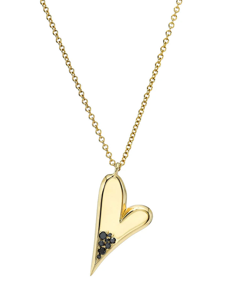 Black Diamond Heart Charm Necklace