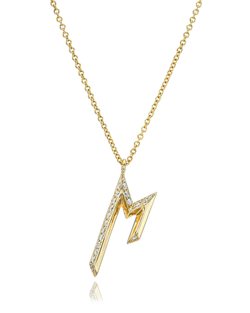 Diamond M Charm Necklace