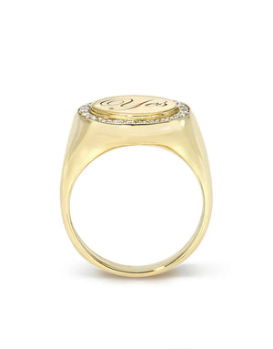 Diamond Yes Signet Ring