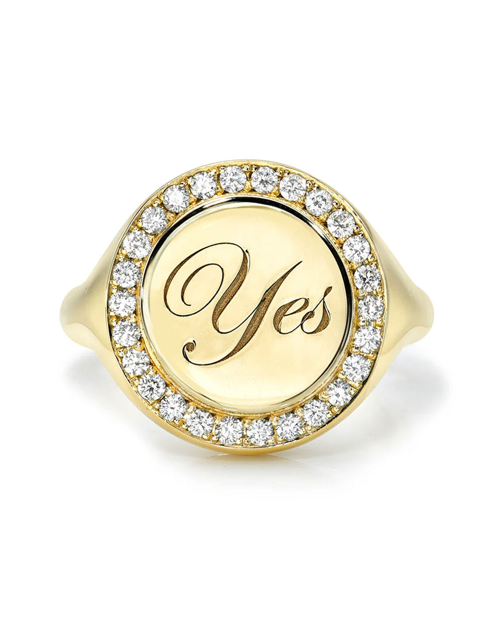 Diamond Yes Signet Ring