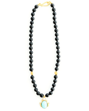 Black Onyx Turquoise Crystal Necklace