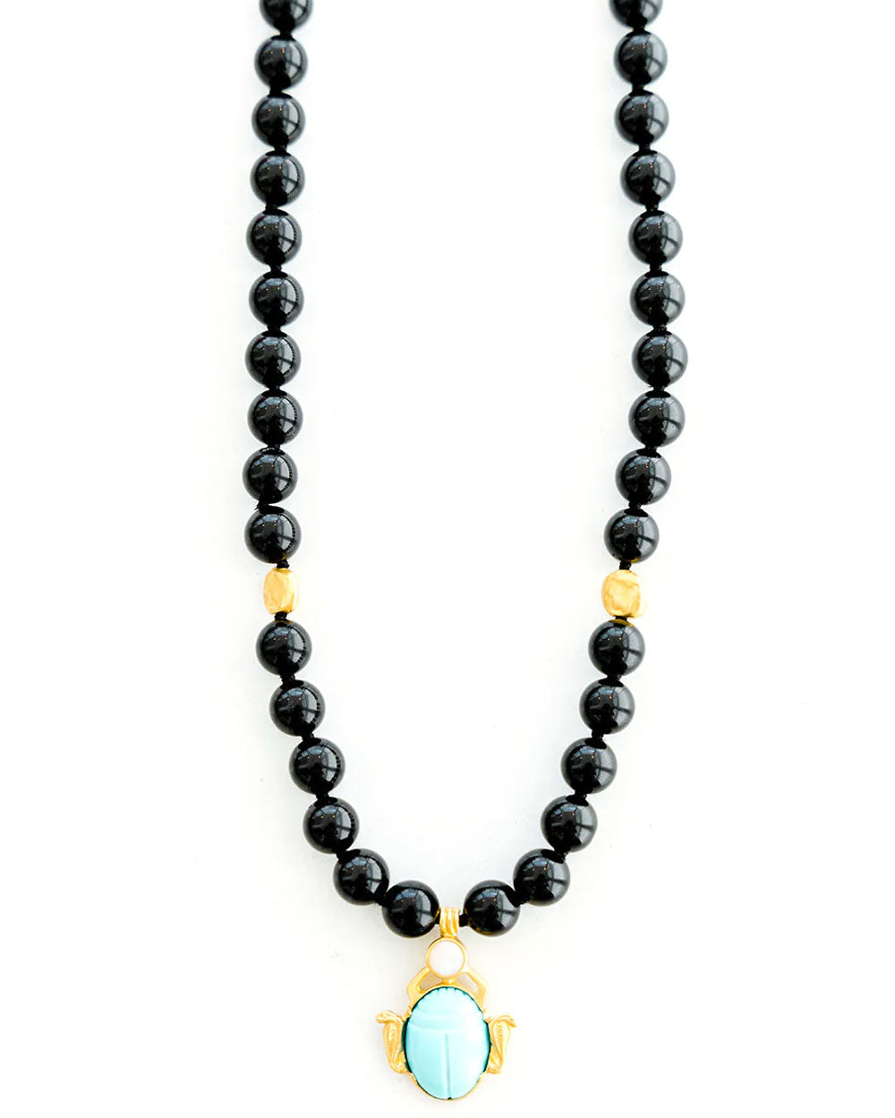 Black Onyx Turquoise Crystal Necklace