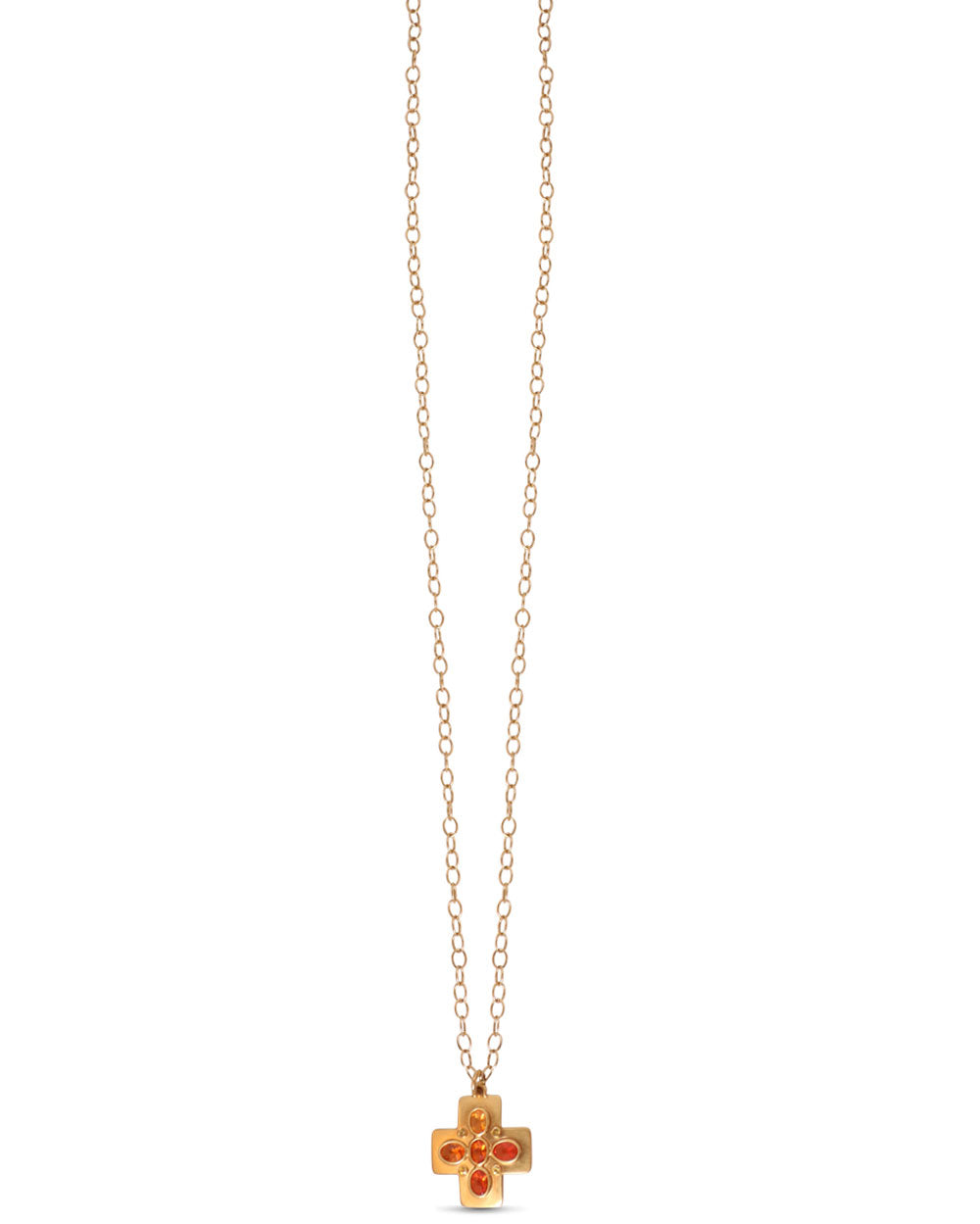 Gold Fire Opal Cross Chain Necklace