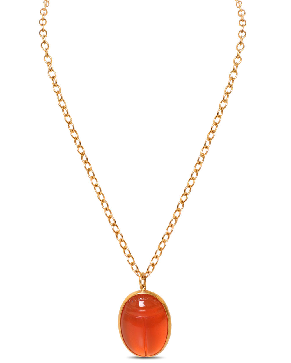 Fire Opal Scarab Pendant Necklace