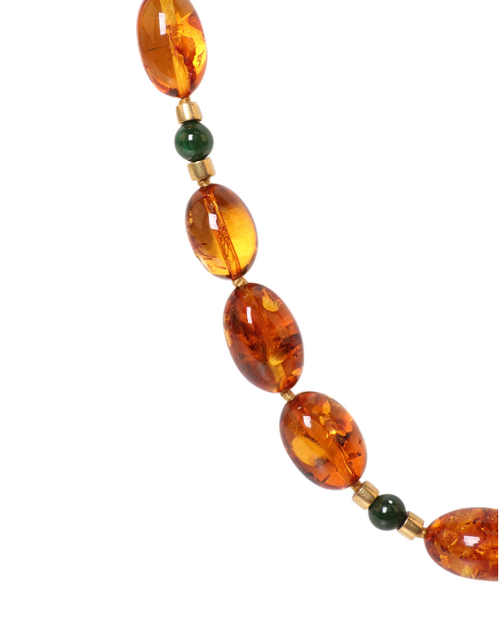 Honey Amber and Jade Indian Beaded Necklace