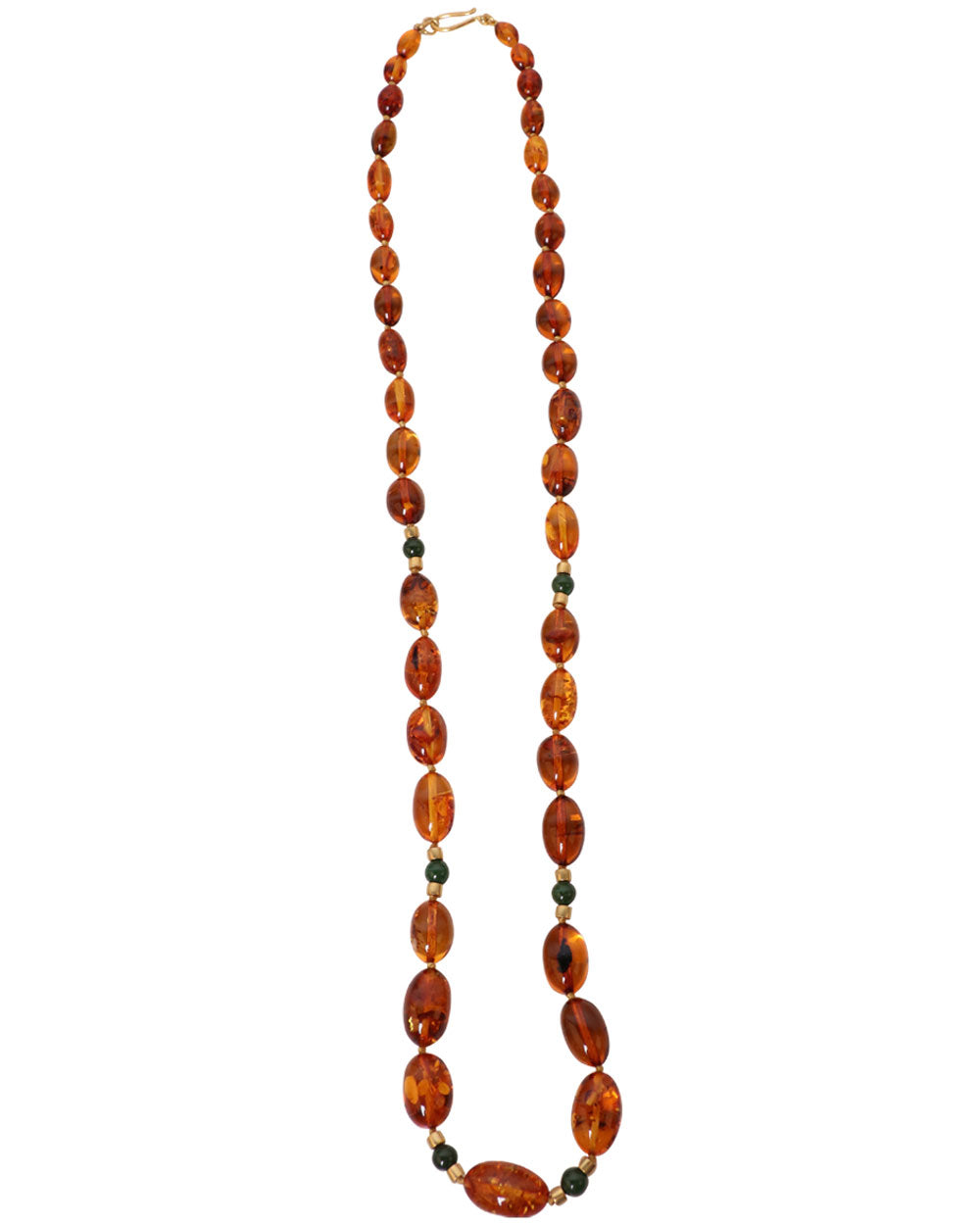 Honey Amber and Jade Indian Beaded Necklace