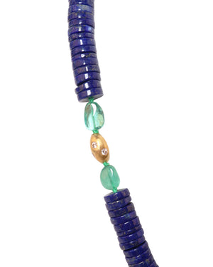Gold Lapis Heshi Emerald Necklace