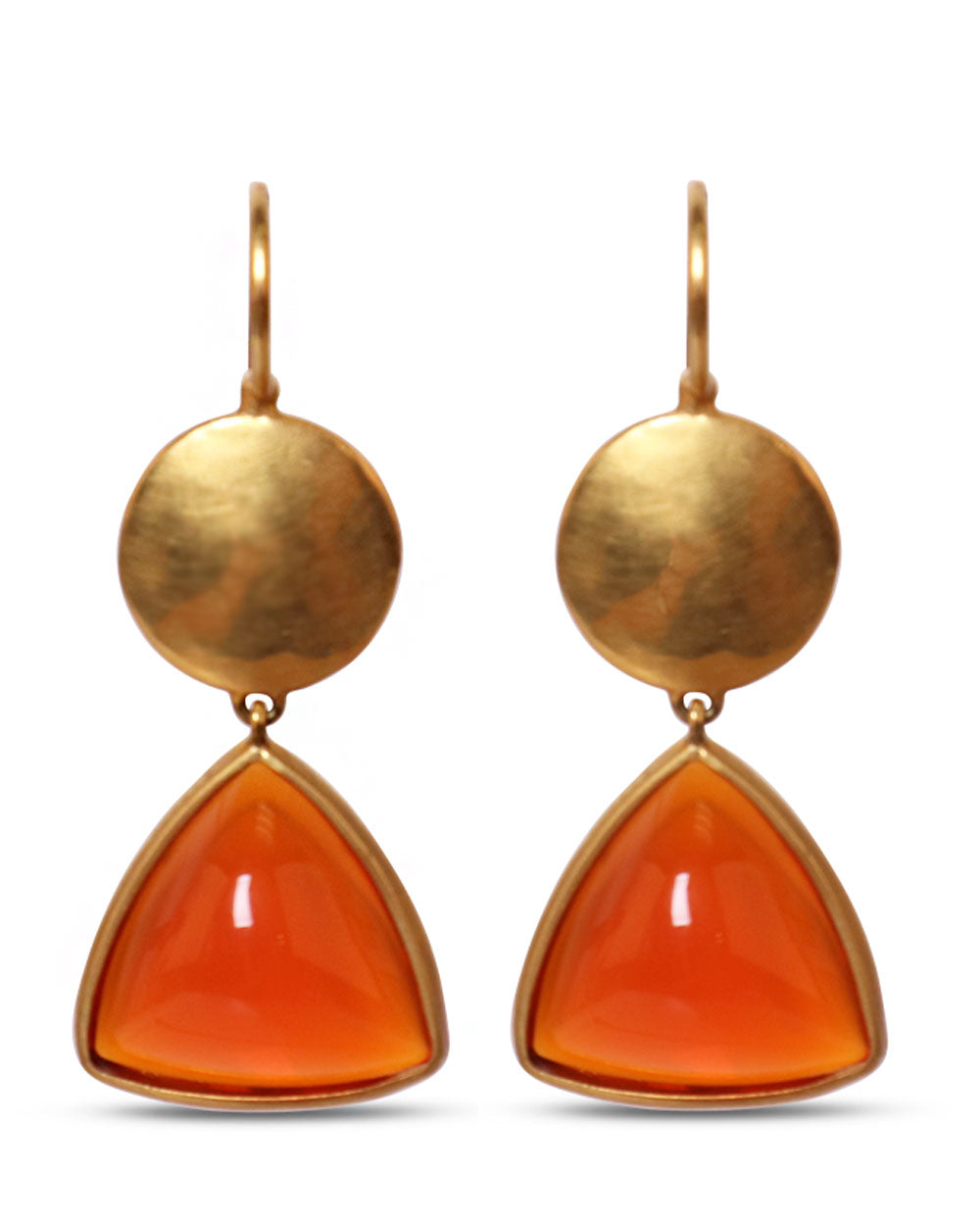 Gold Sundisc and Fire Opal Trillion Earrings