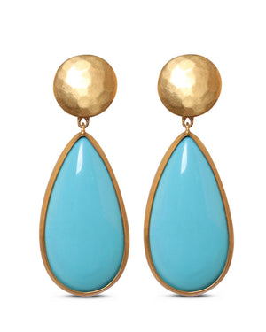 Gold Sundisc and Turquoise Earrings