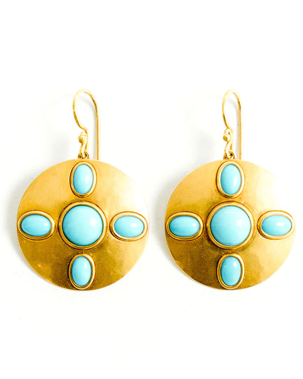 Gold Turquoise Inlay Earrings