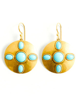 Gold Turquoise Inlay Earrings