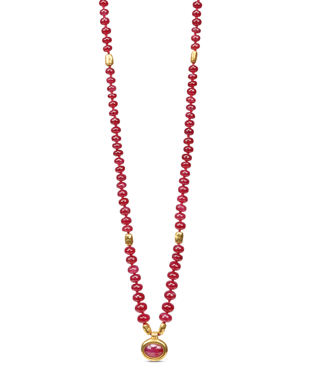 Graduated Ruby and Nugget Necklace