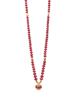 Graduated Ruby and Nugget Necklace