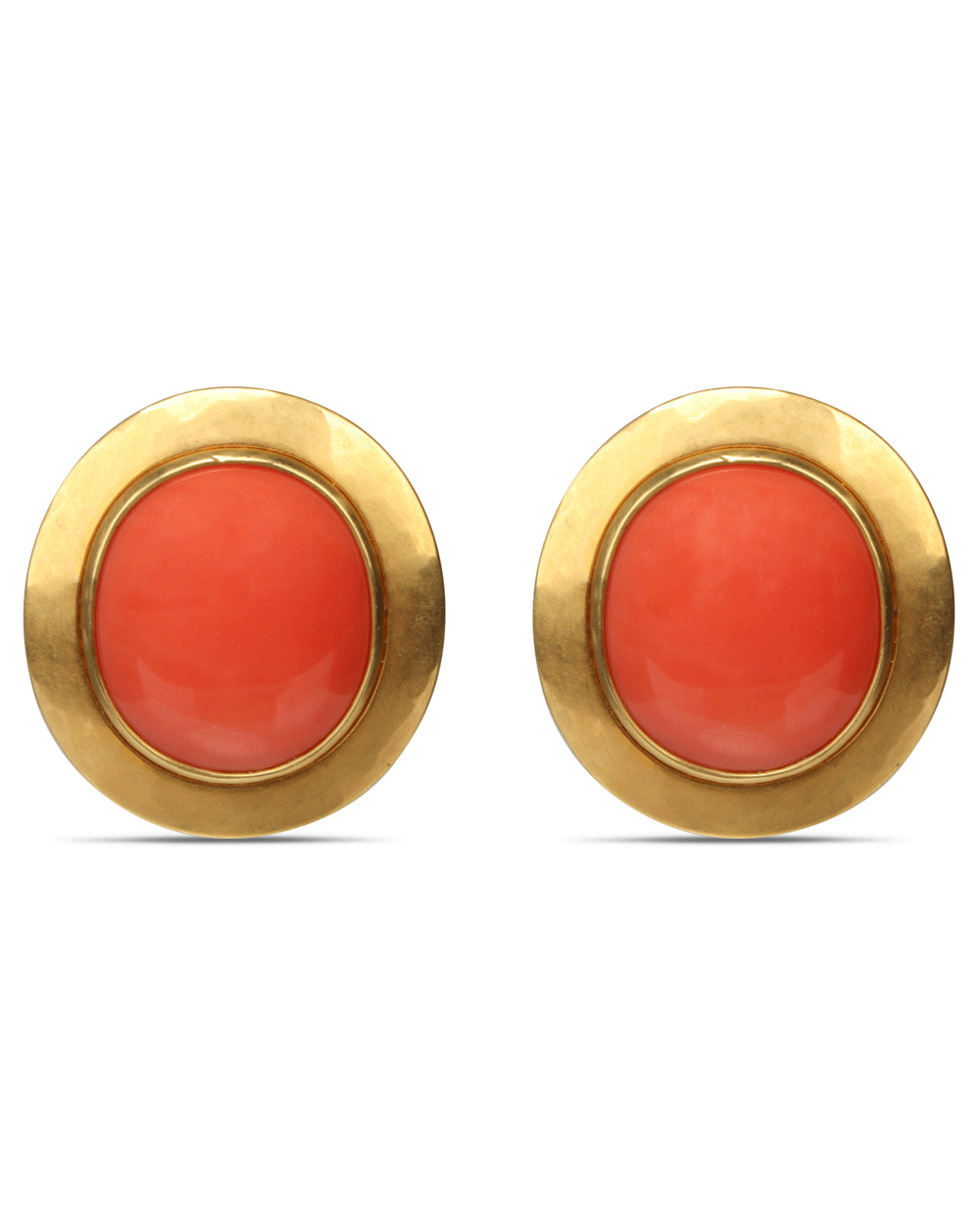 Large Coral and Disk Clip Back Earrings