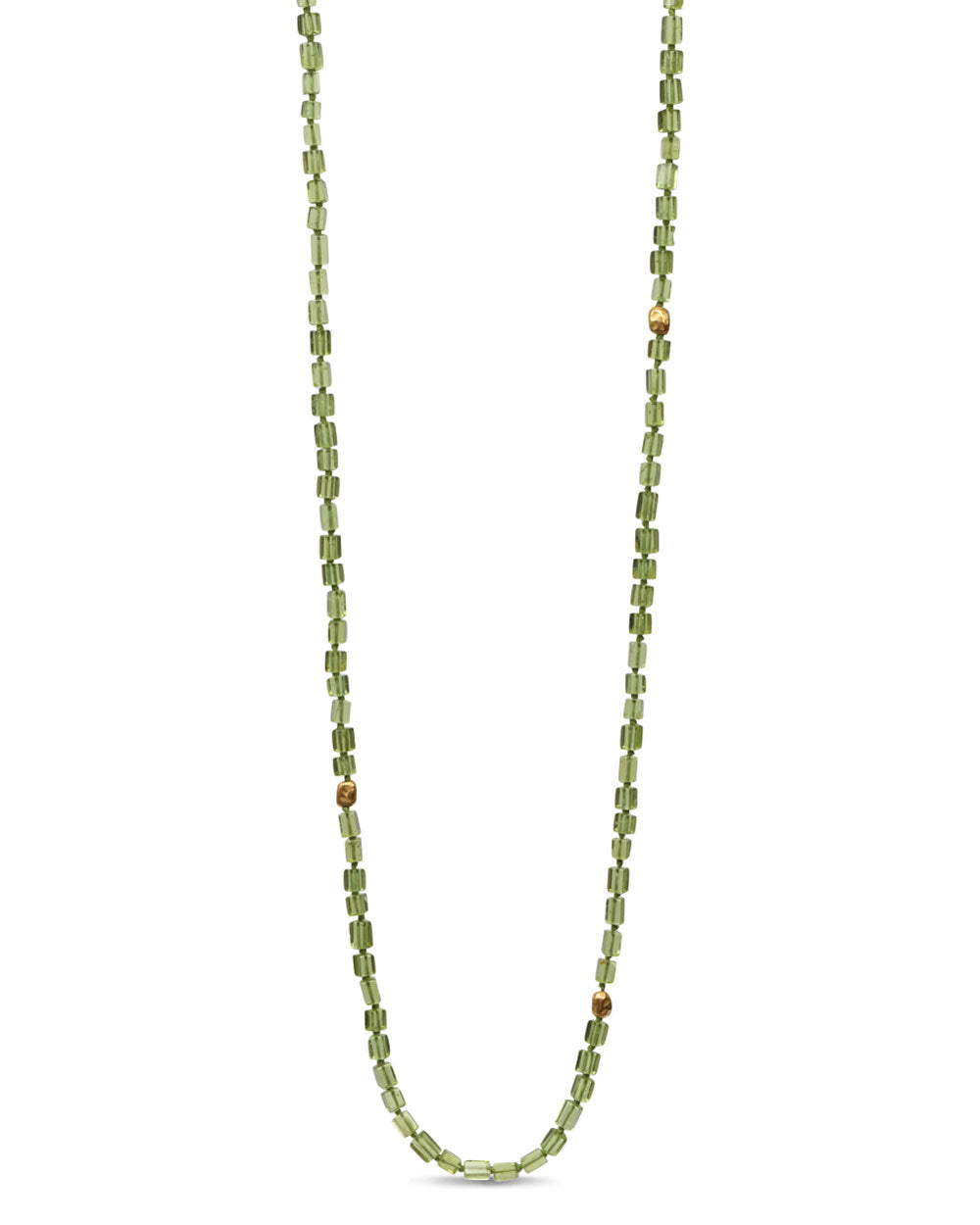 Oblong Peridot Beaded Necklace