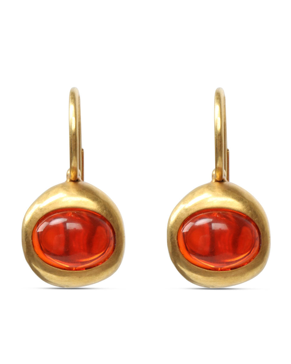 Small Cabochon Fire Opal Earrings