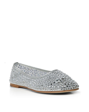 Balla Large Crystal Ballet Flat in Silver