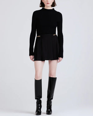 Black Filomena Knit Pleat Mini Dress