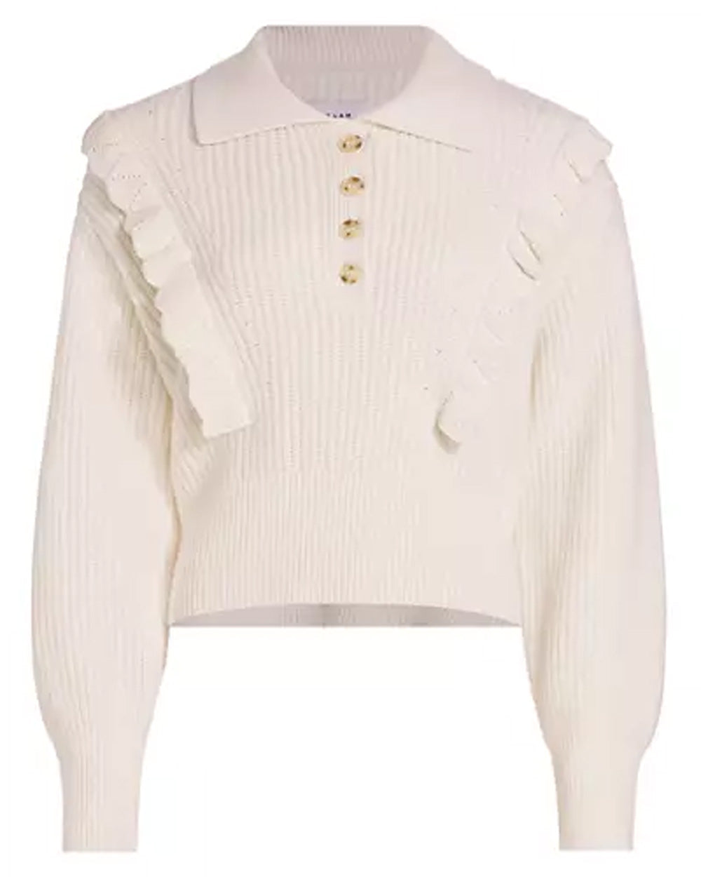 Ivory Ruffle Noelia Collared Sweater