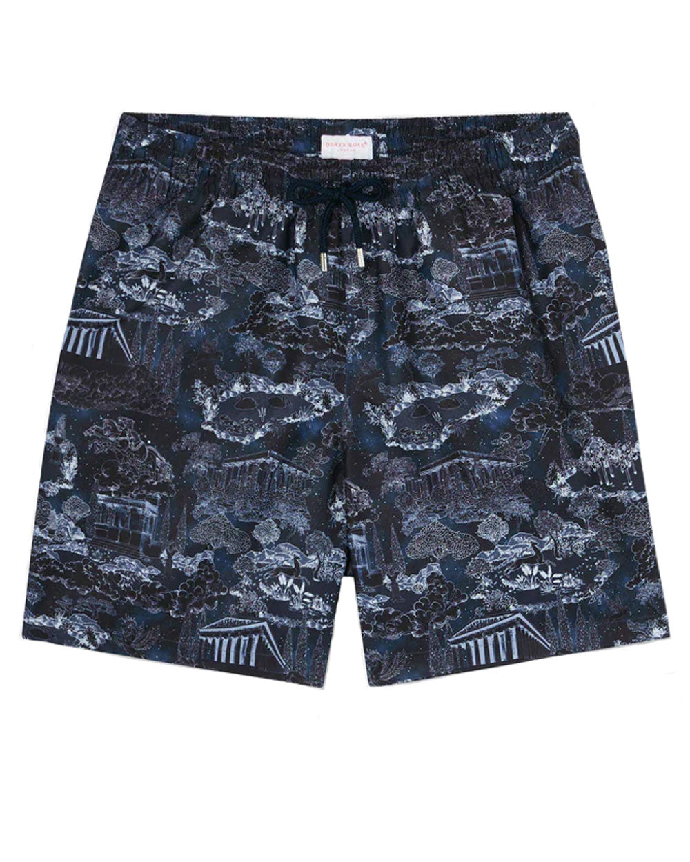 Maui Navy Blue and White Printed Swim Short