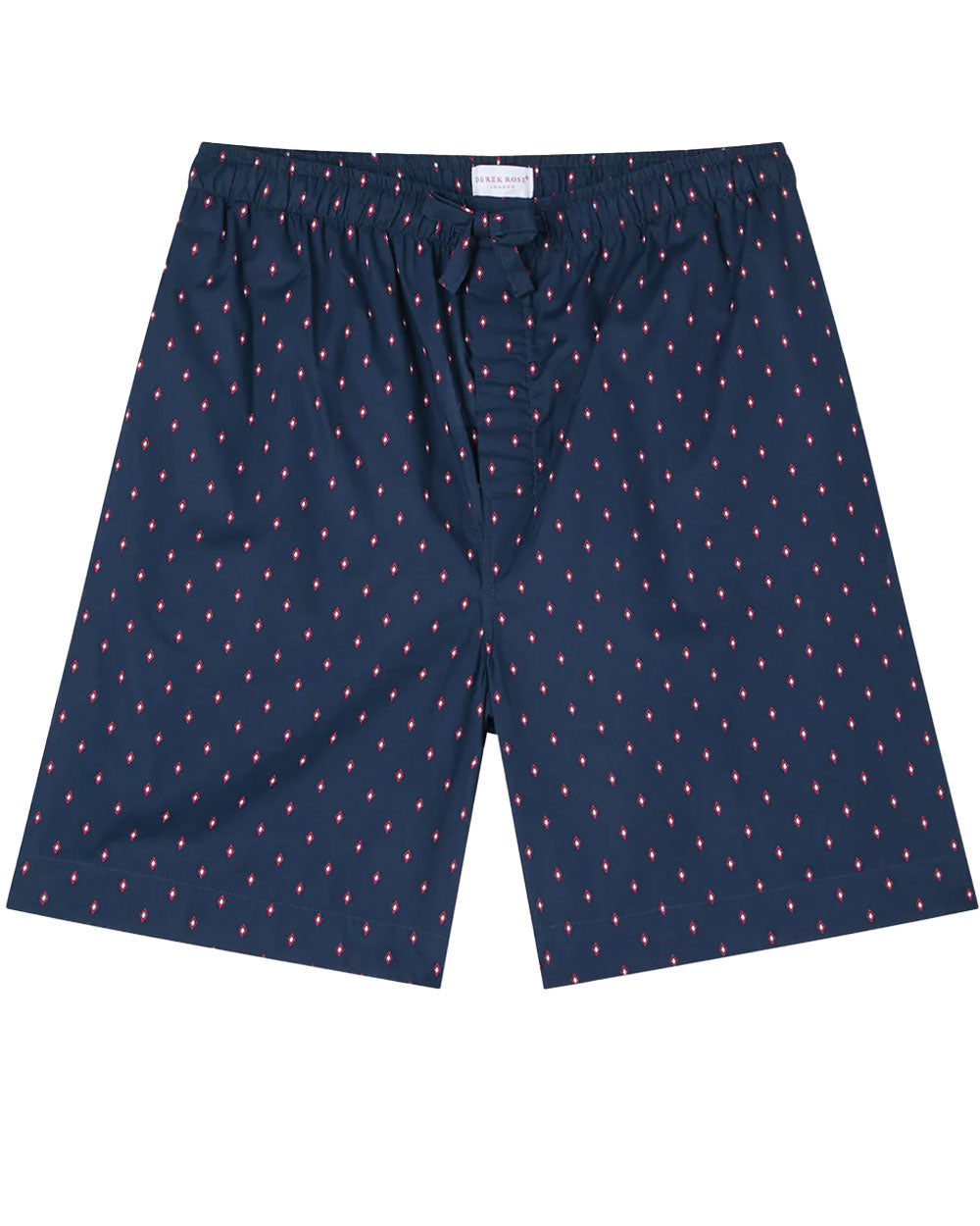 Navy and Red Diamond Print Cotton Lounge Short