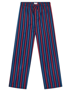 Navy and Red Striped Woven Cotton Lounge Pant