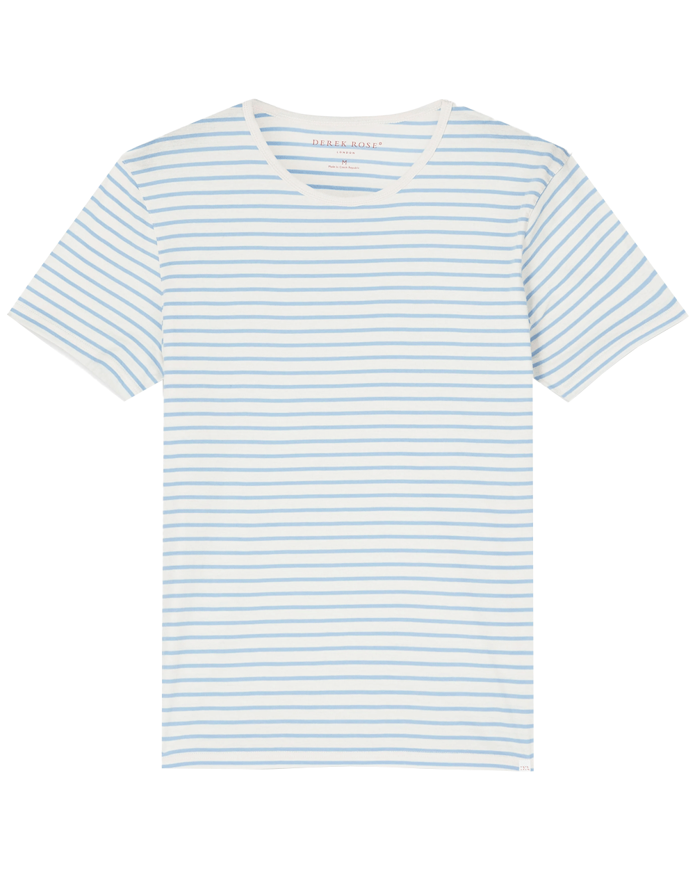 White and Blue Striped Pima Cotton Short Sleeve T-Shirt