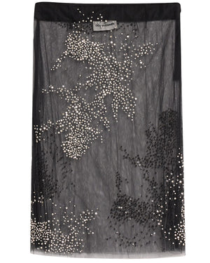 Black Tulle Splash Embellished Skirt