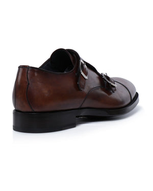 Arezzo Leather Double Monkstrap in Deco Zenzero