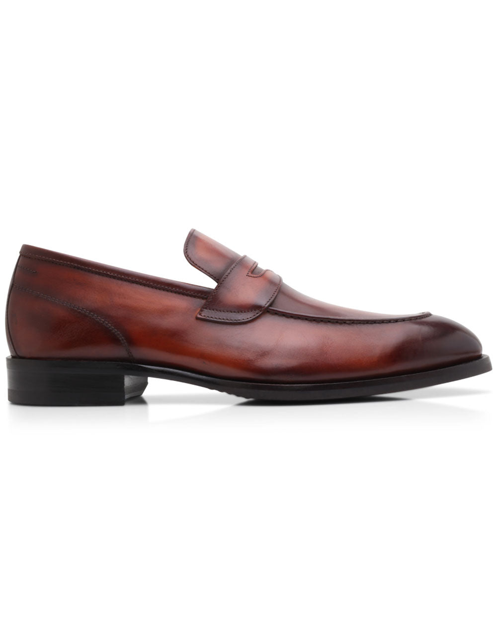 Leather Marmo Brera Penny Loafer in Chestnut