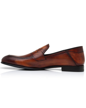 Leather Nerano Penny Loafer in Brown