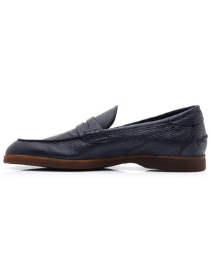 Leather Penny Loafer in Midnight Blue