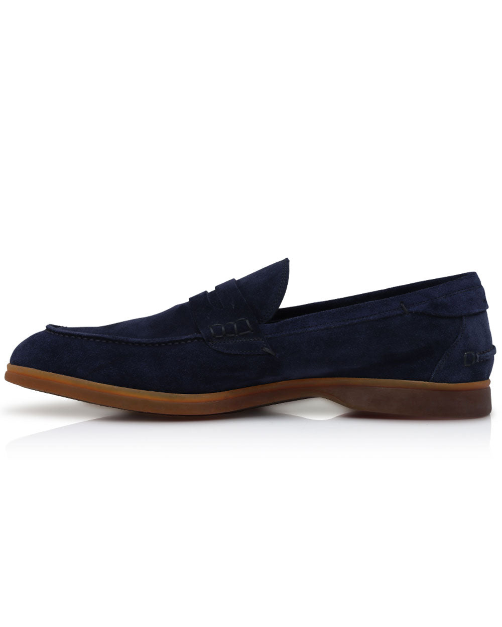 Suede Penny Loafer in Navy