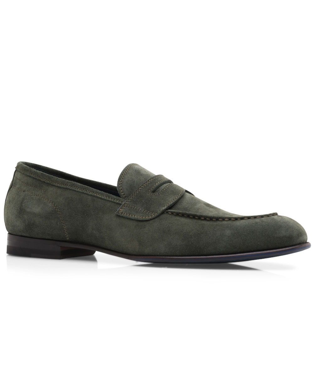 Suede Selva Agata Penny Loafer in Forest Green