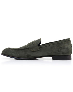 Suede Selva Agata Penny Loafer in Forest Green