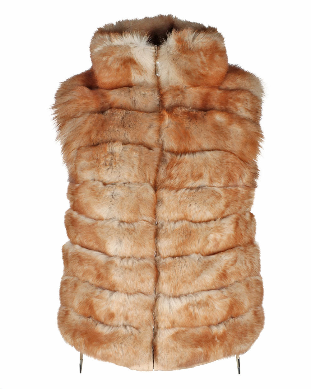 Short Reversible Fox Gillet Vest in Light Brown