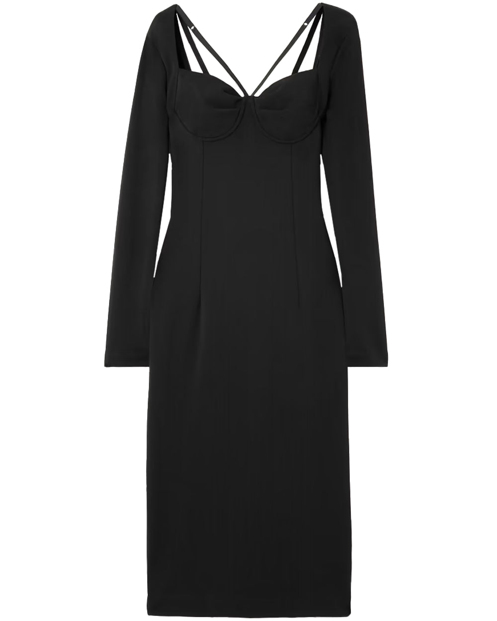 Black Long Sleeve Midi Dress