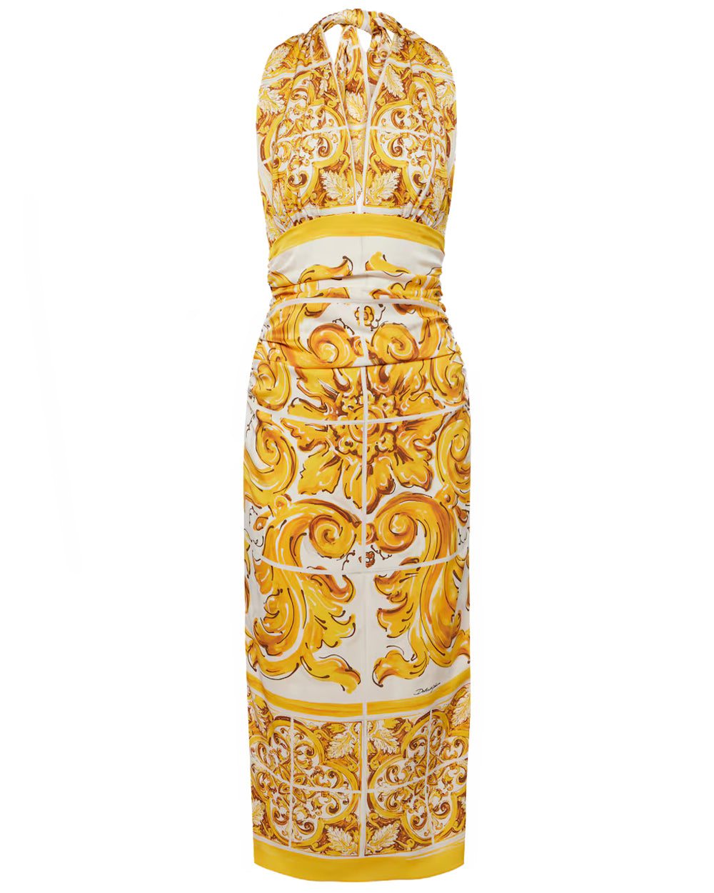 Maiolica Gialla Print Sleeveless Midi Dress