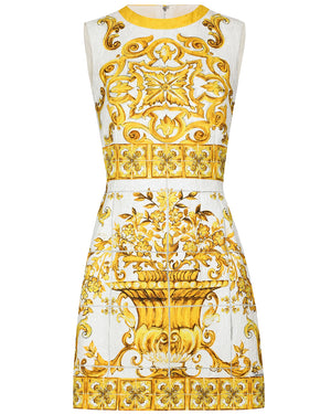 Maiolica Giallo Print Aline Mini Dress