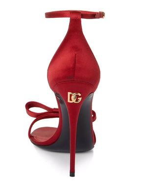 Satin Bow Sandal in Red
