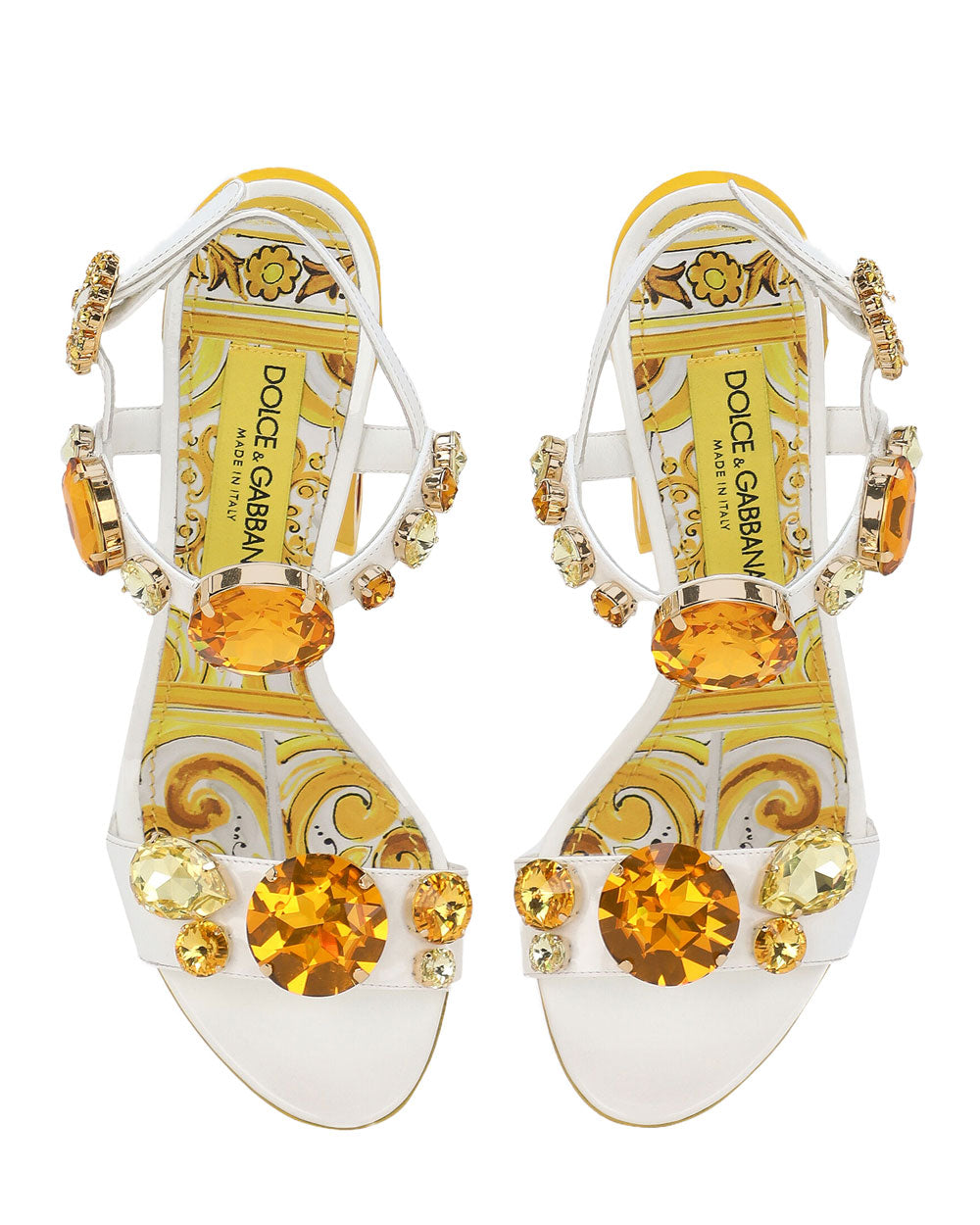 Keira Stone Embellished Block Heel in Yellow Majolica