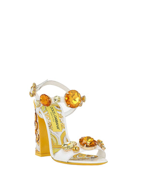 Keira Stone Embellished Block Heel in Yellow Majolica