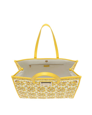 Large Sicily Shopper Tote Bag in Yellow Majolica