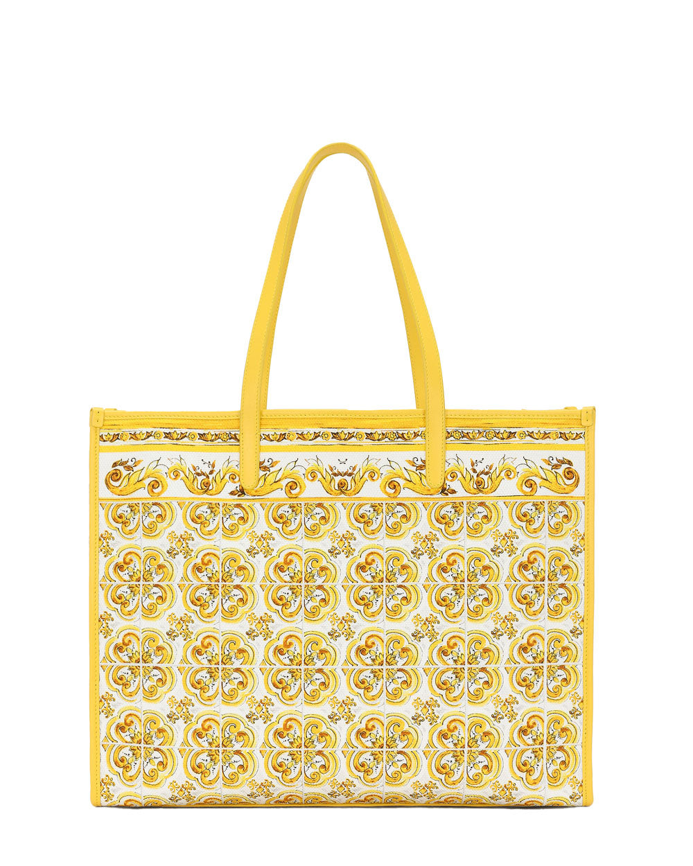 Large Sicily Shopper Tote Bag in Yellow Majolica