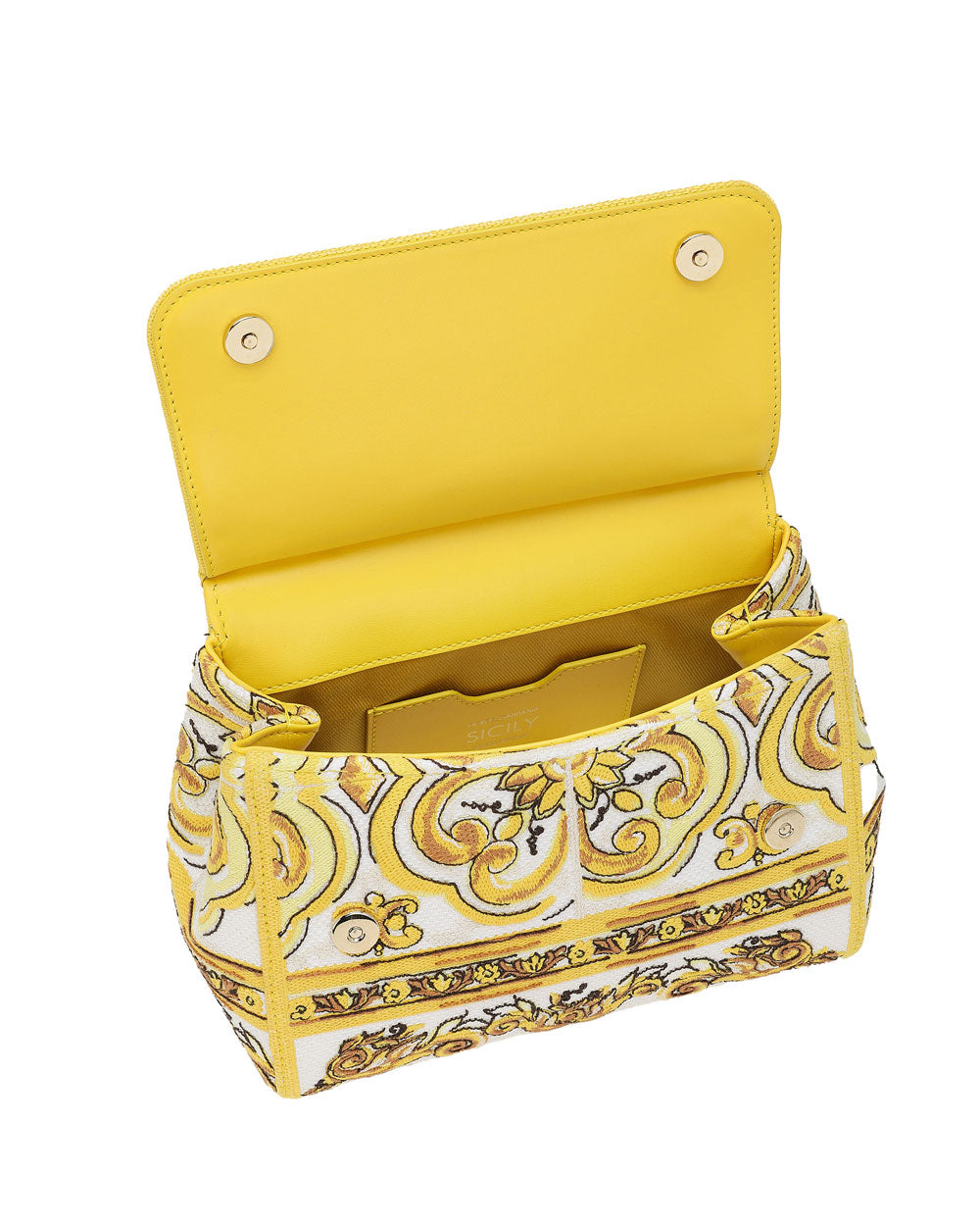 Medium Sicily Top Handle Bag in Yellow Majolica